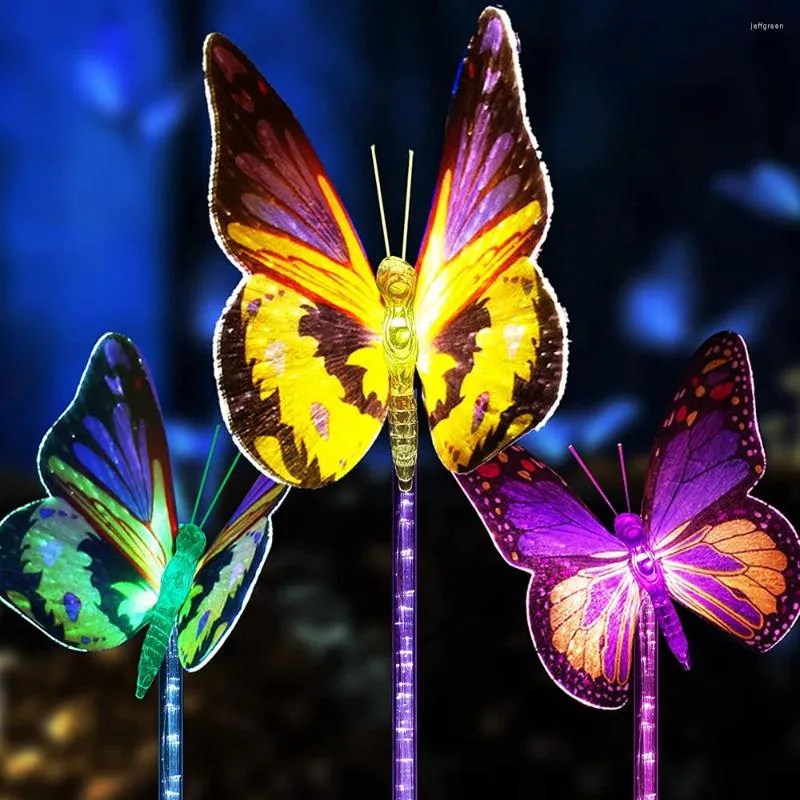 Outdoor Solar Garden Lights 3 Pack Butterfly 7-kolorowe zmieniające się wodoodporne lampy krajobrazowe LED Dekoracyjne dla dziedzińca dziedzińca podwórka