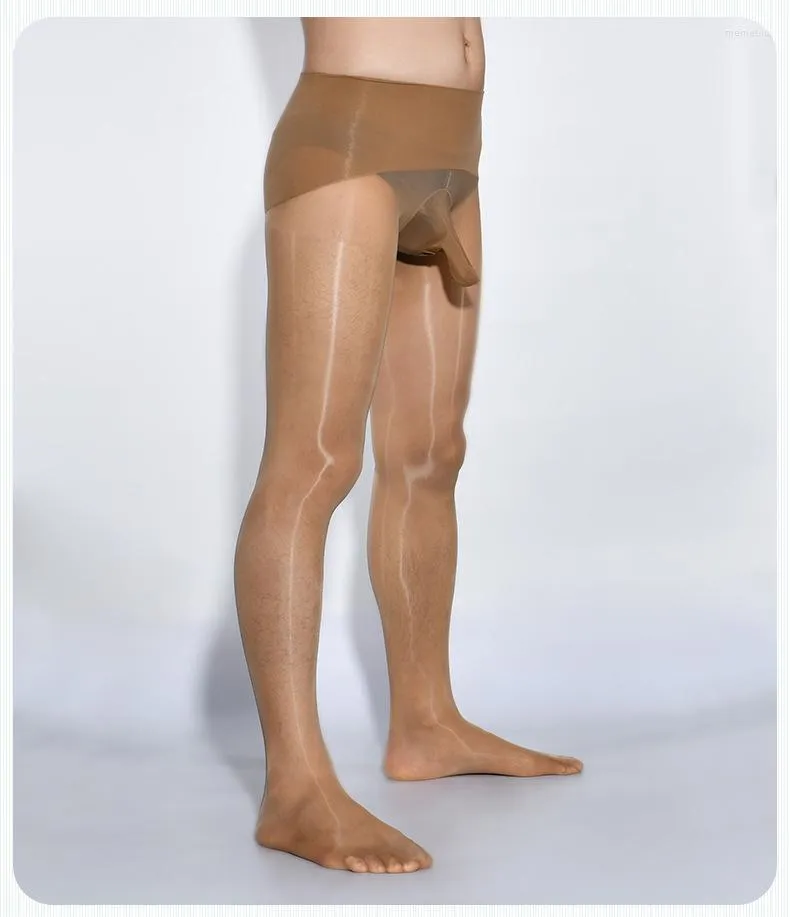 Mens Silk Stockings Seamless Pantyhose, Ultra-Thin Dress Socks