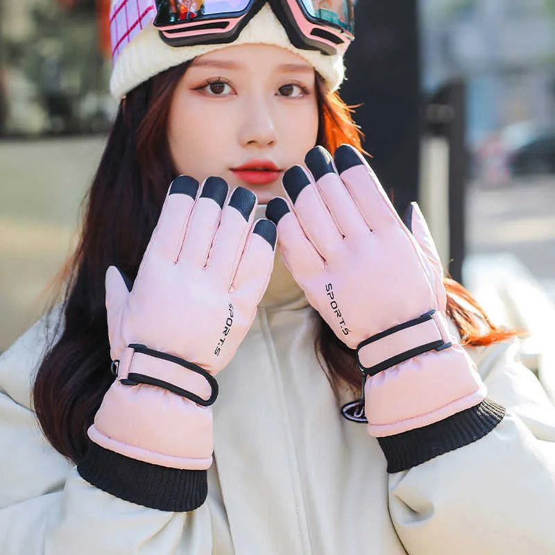 Ski Gloves Women's Leather Heated Thermal Waterproof Biker Ski Heating Glove Motorcycle Winter Men's Gloves and Mittens Skiing Accessories L221017