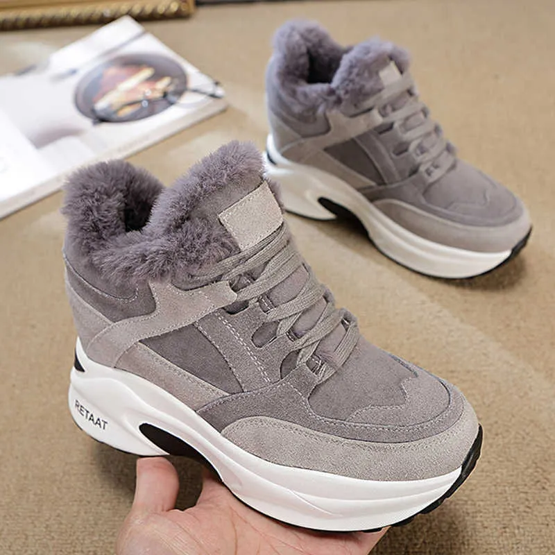 Andere schoenen dames sneakers winter warme pluche bonthoogte vergroten dikke sneakers vrouwelijk casual platform schoenen vrouw foomle wedge sneakers l221020