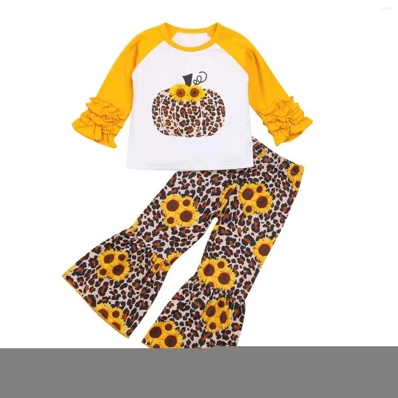 Комплекты одежды Mababy 6M-4Y Хэллоуин Родился младенца детская девочка для девочек набор тыквенного наряда с длинным рукавом леопардовые брюки DD40