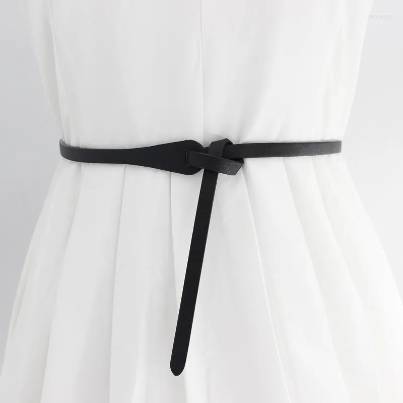 Belts Creative Decorative Knotted Belt Ladies Korean Version With Dress Pu Thin Retro Ins Wind Narrow Strap