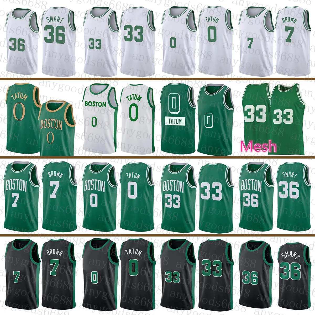 Bostons Celtices Basketball Jersey 7 36 Jayson Tatum Larry Bird 2021 2022 Ny 0 33 Jaylen Brown Marcus Smart Lavender Green