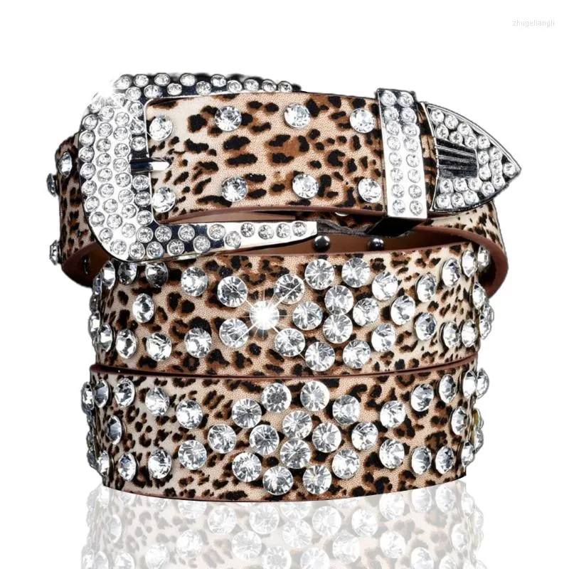 Pasy jasne, błyszczące łańcuch paska kobiet luksusowy słodki moda pełna diamentowa kryształ krysztkowy