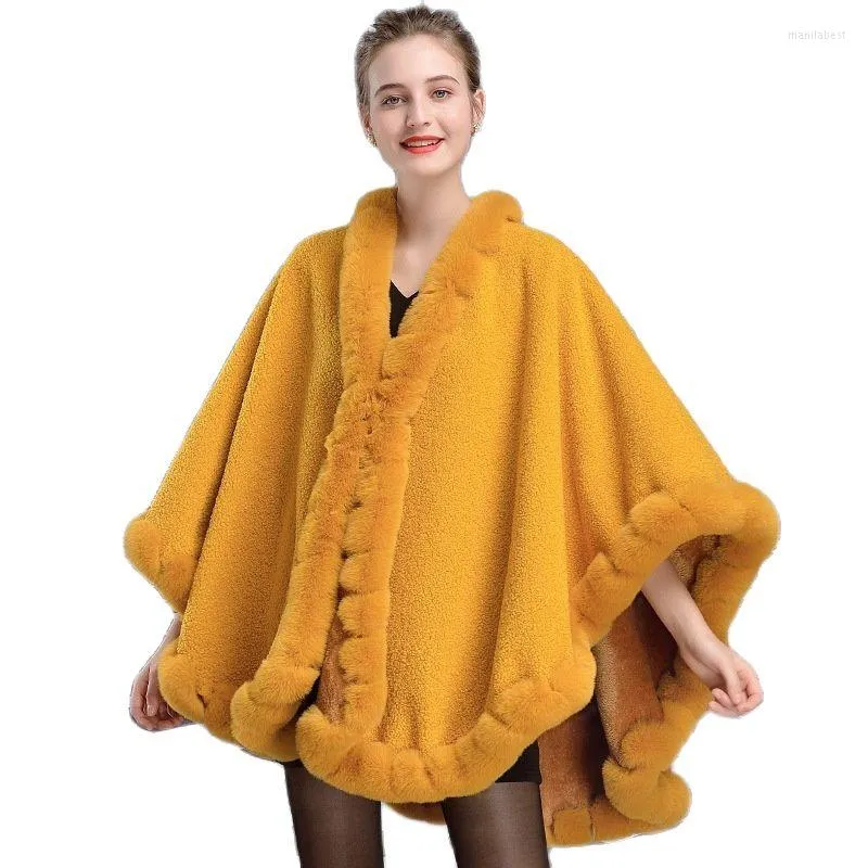 Women's Fur X009 European And American Fashion Winter Clothing Women Cape Thickened Imitation Rex Cloak