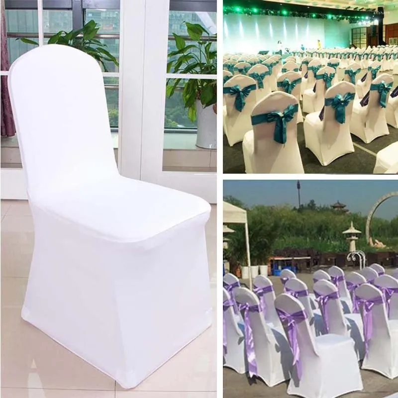Campa de cadeira 1pc White plana arqueada spandex lycra capa de festas de festas de festas de banquete de casamento suprimentos festivos