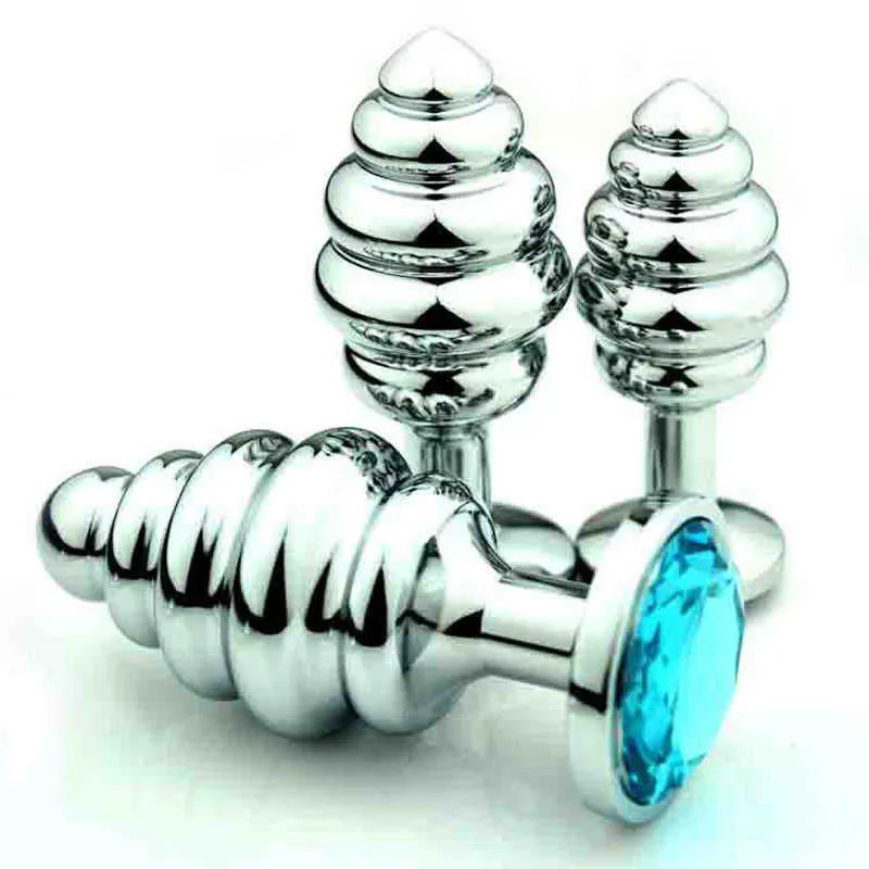 Artículos de belleza Espiral Metal Anal Plug Joyas Juegos para adultos Masturbador Erótico Butt Plugs Ano Dilatador Estimulador BDSM sexy Juguetes para mujeres Hombres Culo