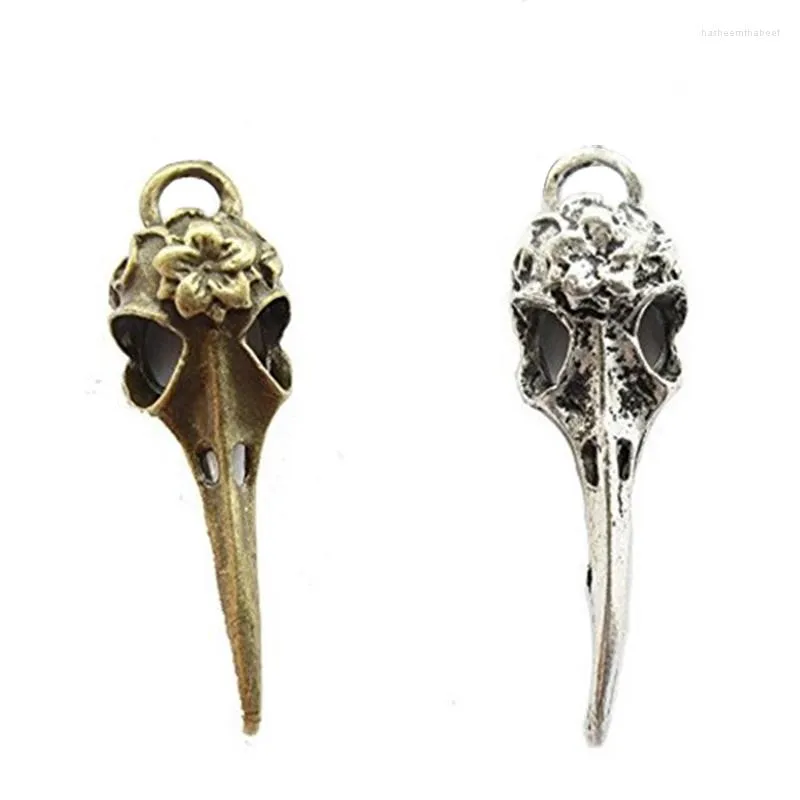 Pendant Necklaces 8pcs Raven Skull Bird Head Charm 35x13mm Tibetan Silver Plated Pendants Jewelry Making DIY Handmade Craft