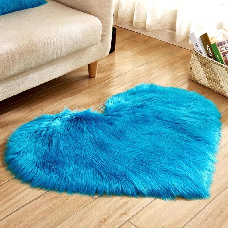 Tapis Amour Forme Poilu Tapis Artificielle En Peau De Mouton Solide Tapis Laine Faux Moelleux Tapis Coeur Tapis Pas De Peluches Pour Le Salon