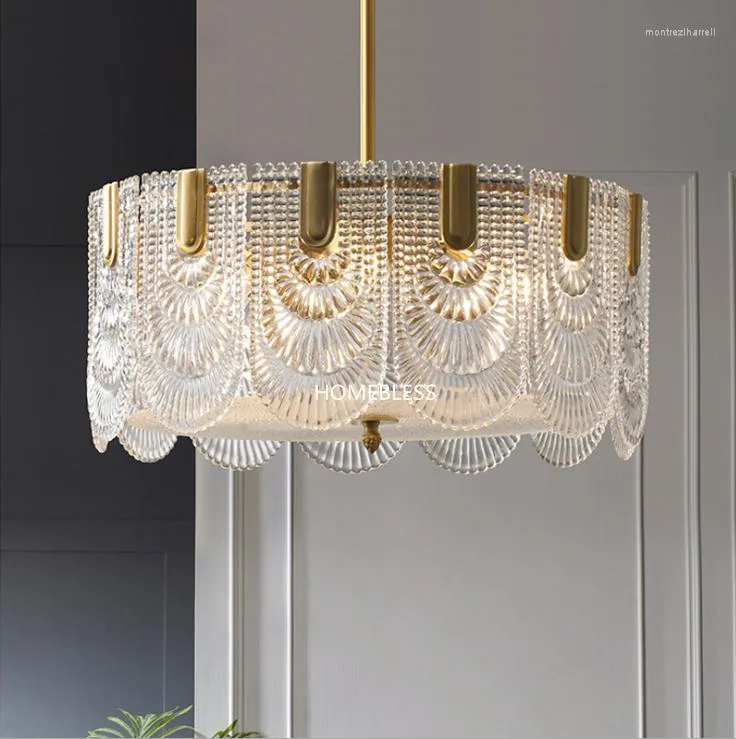 Lampes suspendues Restaurant français luxe chambre salon lumière lustre en cristal rond Style italien post-moderne tout cuivre