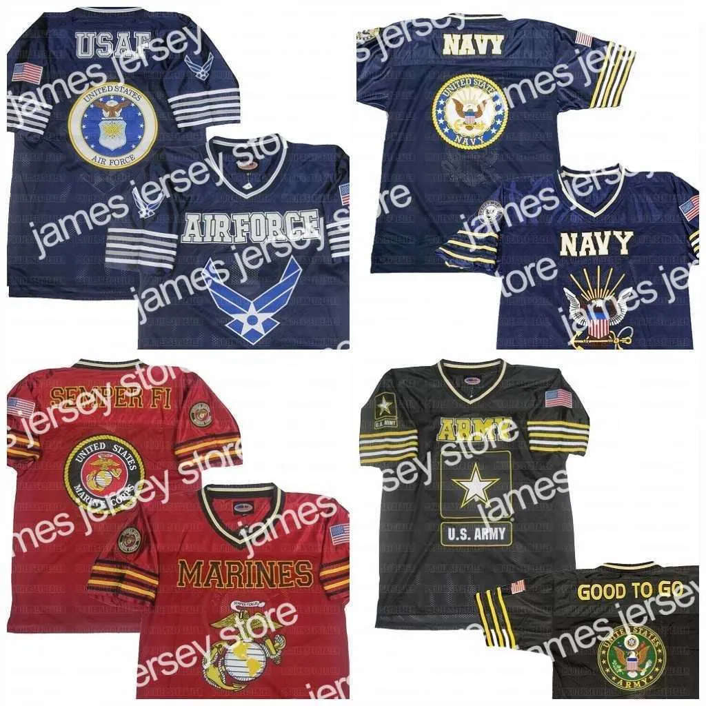 Maillots de football U.S. NAVY Maillot de football personnalisé Nom cousu Numéro cousu Livraison rapide de haute qualité