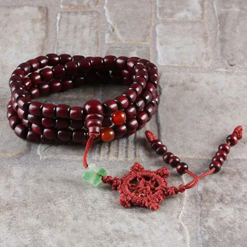 Strand sunyik naturliga träpärlor Buddhist Buddha Prayer Knot Red Black Ebony Beaded Unisex Men armband armband för kvinnor