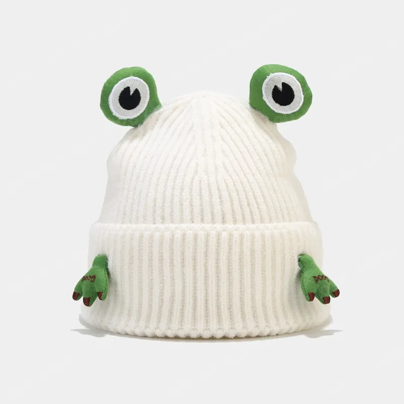 Fashion Frog Hat Zimowe czapki dla kobiet mężczyźni ciepłe dzianiny Hip Hop Skullies Caps Girl