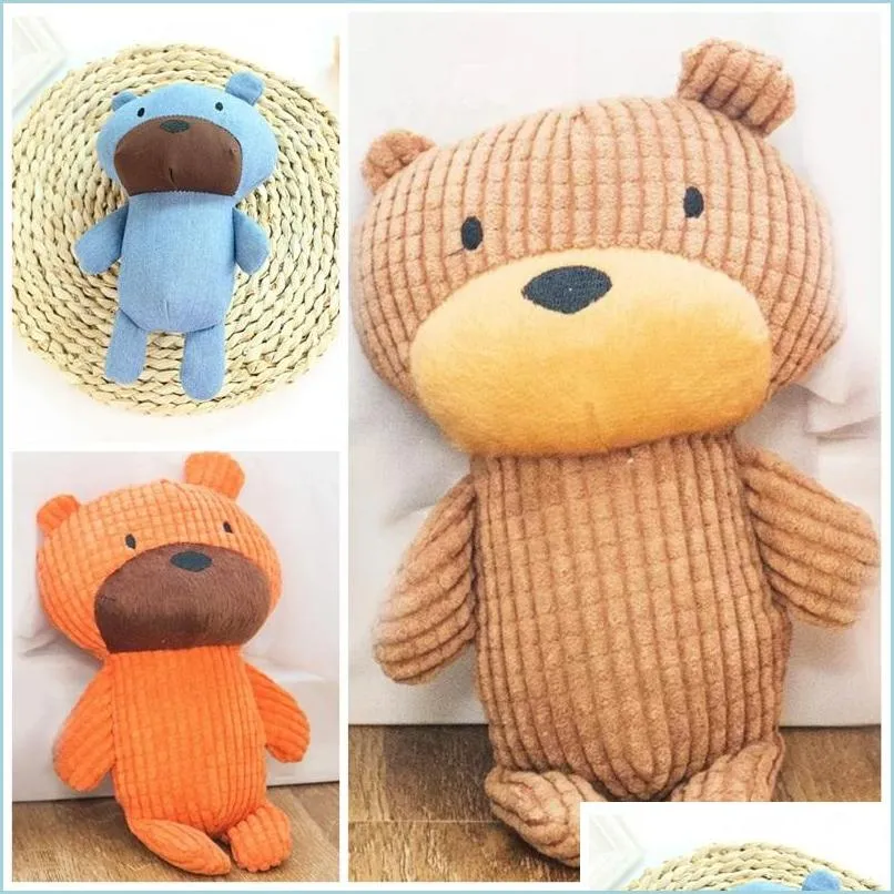 Jouets pour chiens à mâcher en peluche jouet pour chien petit ours poupée molaires vocales morsure enfant bébé jouets fournitures pour animaux de compagnie bleu orange 8 5Yc C1 livraison directe 2022 Dhvn6