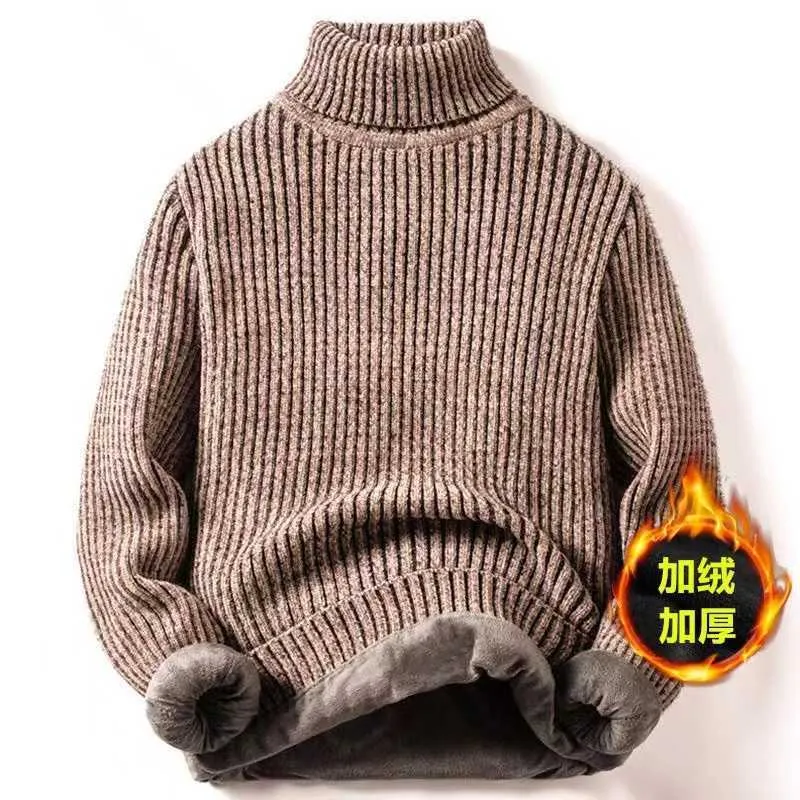 Herentruien Cloing Winter Fleece Ien pullovers o ne gebreide Turtlene Koreaanse mode eenvoudige lange mouw Warm Solid G221018