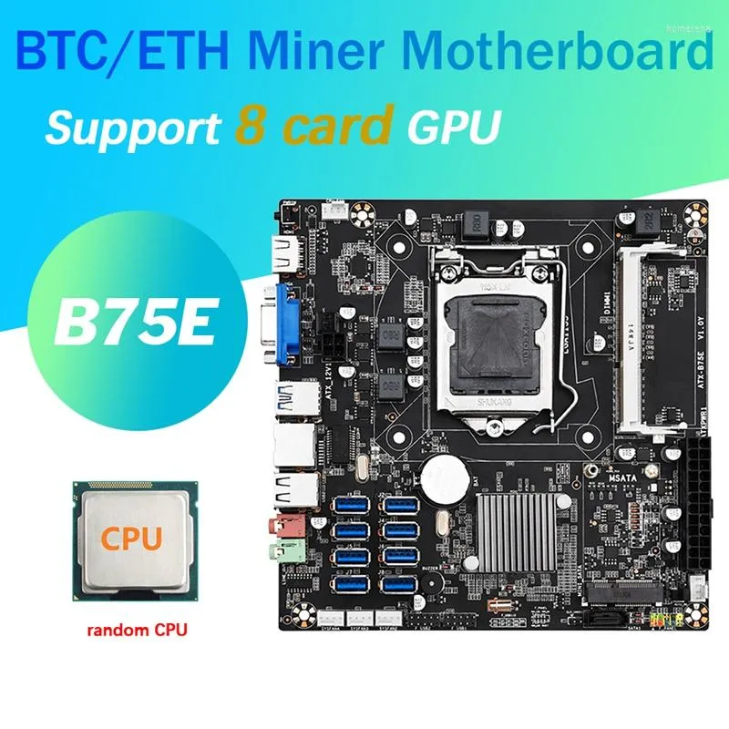 マザーボードB75E 8カードBTCマイニングマザーボードランダムCPU B75チップLGA1155 DDR3 RAM MSATA ETHマイナーはUSB3.0ポートをサポートしています