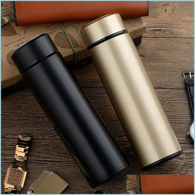 Mugs Simple High Grade Stainless Steel Tumbler Mugs Delicate Business Vacuum Cup Pure Color Straight Water Bottle 16To Ww Drop Deliv Dhswl