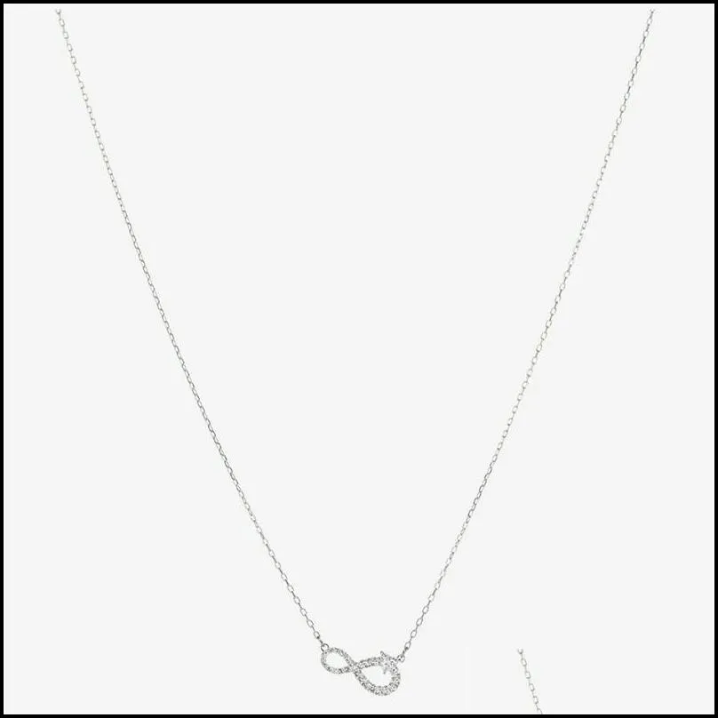 Mox0 Pendentif Colliers Bijoux De Luxe Chaîne Collier De Haute Qualité Classique Créateur De Mode pour Femmes Hommes Arc Infini Blanc Rhodium Plaque D