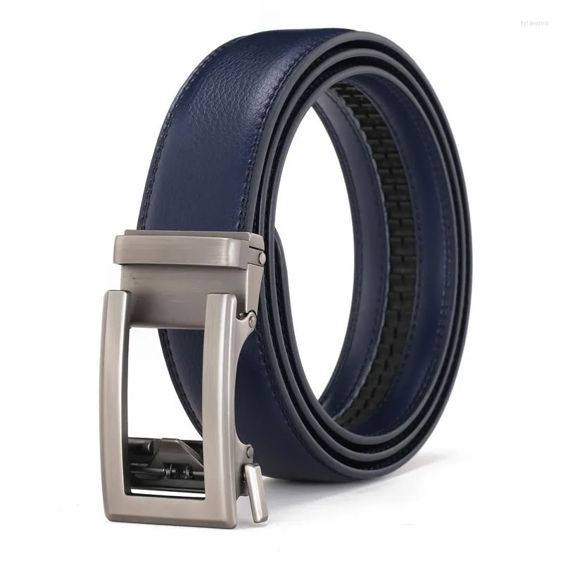 Belts Designer Men's Leather Belt Alloy Automatic Buckle Youth Business Casual Two-layer Cowhide Lacquer Jeans Trousers