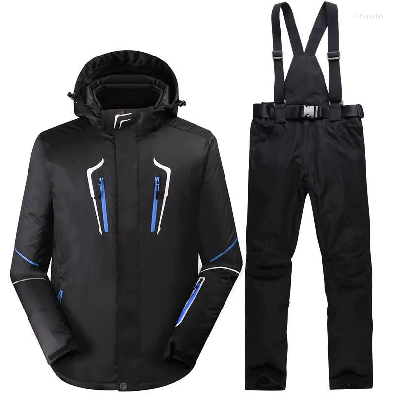 Combinaisons de Ski de haute qualité épais chaud hommes combinaison de Ski imperméable coupe-vent veste de snowboard pantalon ensemble vêtements de neige d'hiver