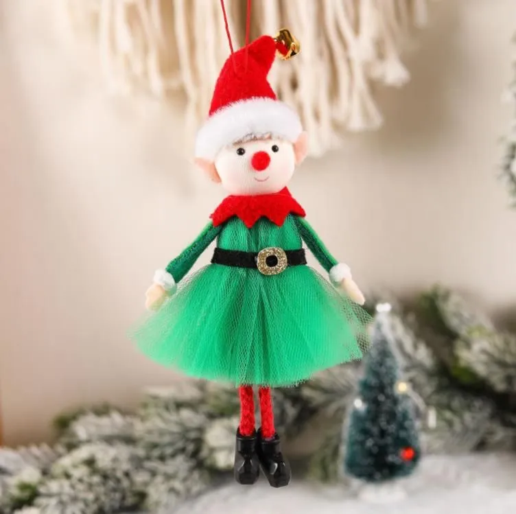 Christmas Elf Dolls Decoration Adorable Boy and Girl Xmas Tree New Year Ornament Home Gifts SN4726