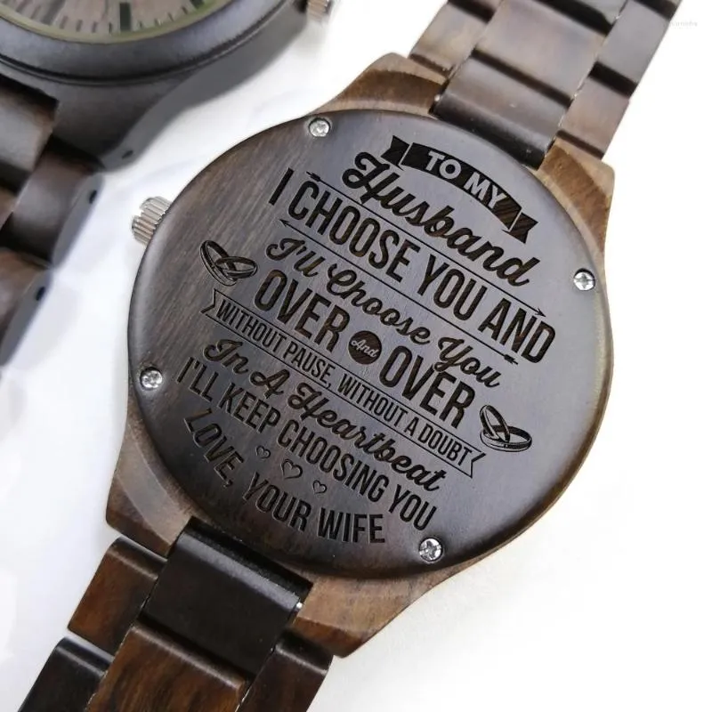 Relógios de pulso para meu marido, continuarei escolhendo seu relógio de madeira gravado
