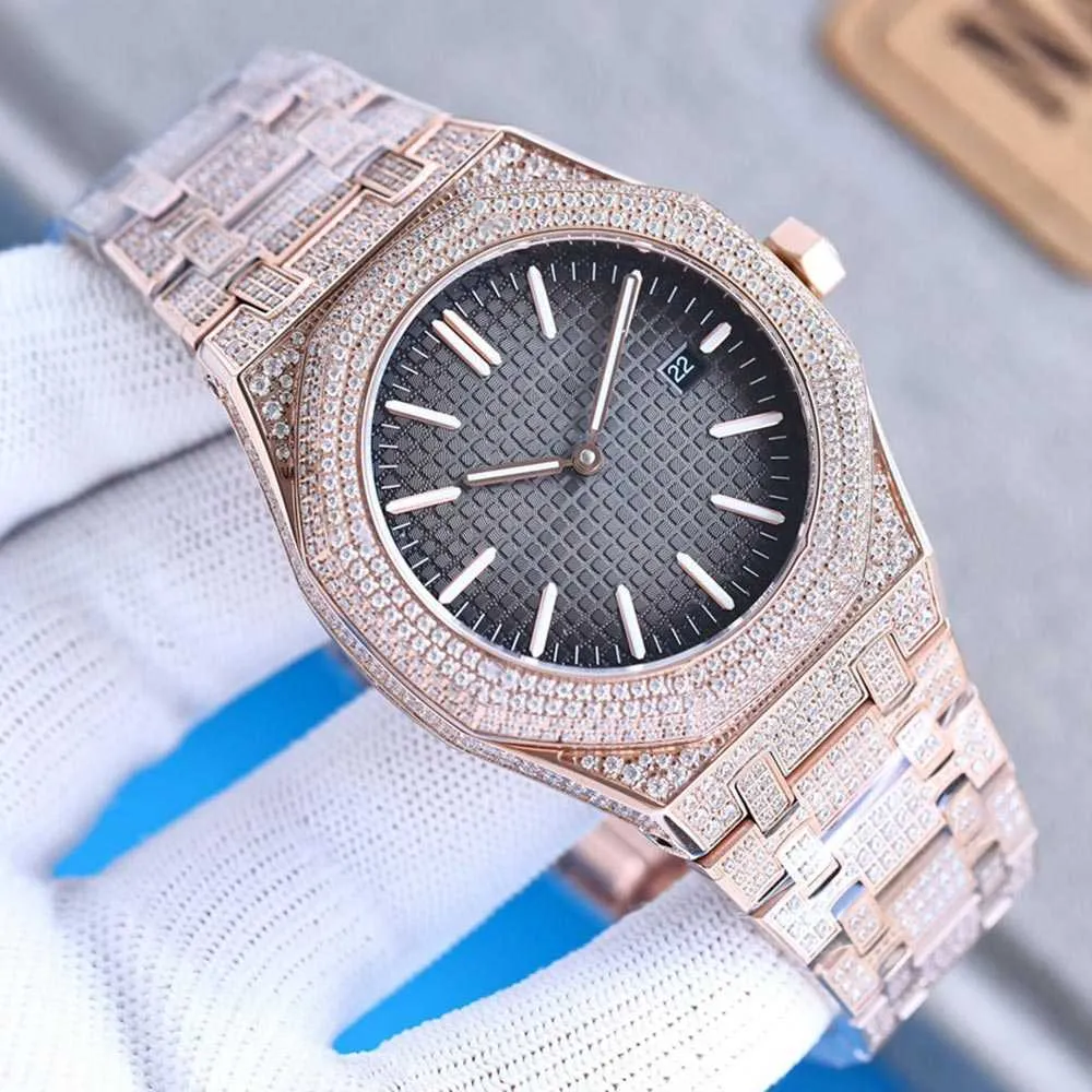 JA8N Wristwatches Handmade Of Diamonds Watch Mens Automatic Mechanical Watch 41mm With Diamond-studded Steel Sapphire Busins Wristwatch Montre de Luxe