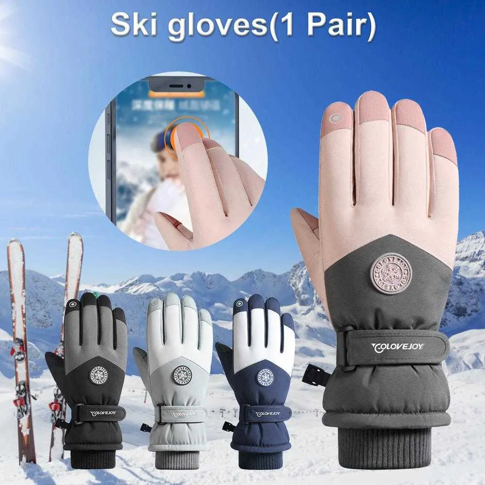 Ski Gloves New Touch Screen Warm Snowboard Snowmobile Motorcycle Riding Winter Windproof Waterproof Snow L221017