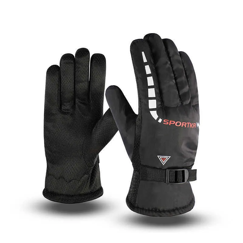 Skidhandskar Vattentät motorcykel Vinter Varm Full Finger Anti-Slip Outdoor Skiing Cycling Riding Motocross Uppvärmd /BS L221017