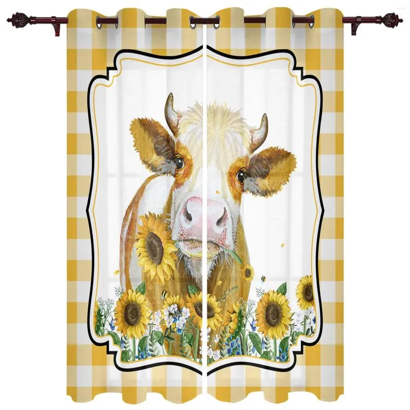 Rideau moderne rideaux ferme vache tournesol jaune Plaid bébé chambre chambre cuisine créative salon terrasse cantonnière