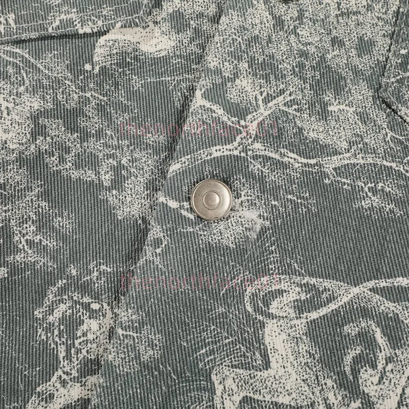 남성 패션 잉크 인쇄 청바지 재킷 디자이너 여성 데님 재킷 캐주얼 힙합 외곽 의류 아시아 크기 M-XL