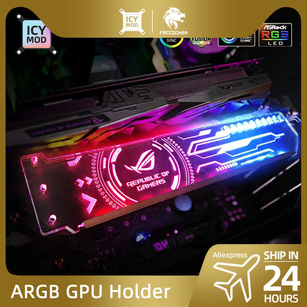 태블릿 PC 스탠드 RGB VGA 홀더 사용자 정의 ARGB 수평 GPU 브래킷 비디오 카드 지원 그래픽 스탠드 사용자 정의 AURA DIY 워터 쿨러 CPU W221019