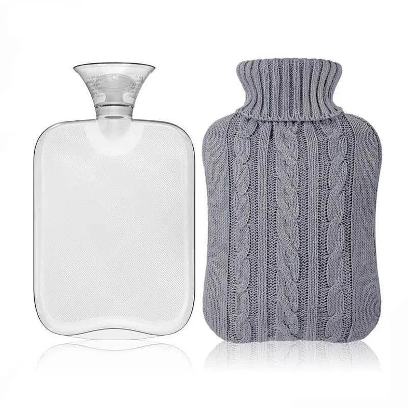 Other Home Garden 2000ML ic Rubber Transparent Hot Water Bottle 2 Liter with Knit Cover T221018