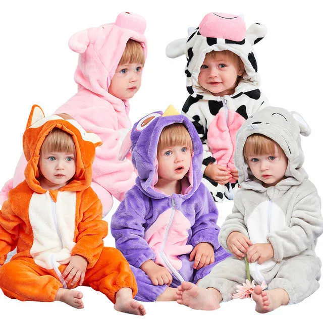 Pyjama Caméras Dôme Babi Fille Vêtements Hiver Chaud Flanelle Bébé  Combinaisons One Piece Hooded Animal Cartoon Cosplay Costume Enfants  Salopette Bébé