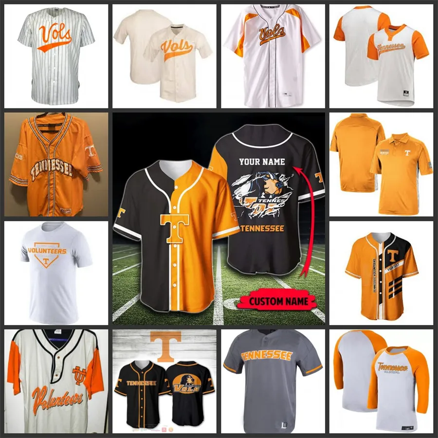 Maglia da baseball del Tennessee Kyle Booker Kirby Connell Jared Dickey Chase Dollander Hunter Ensley Hollis Fanning Jake Fitzgibbons Drew Gilbert