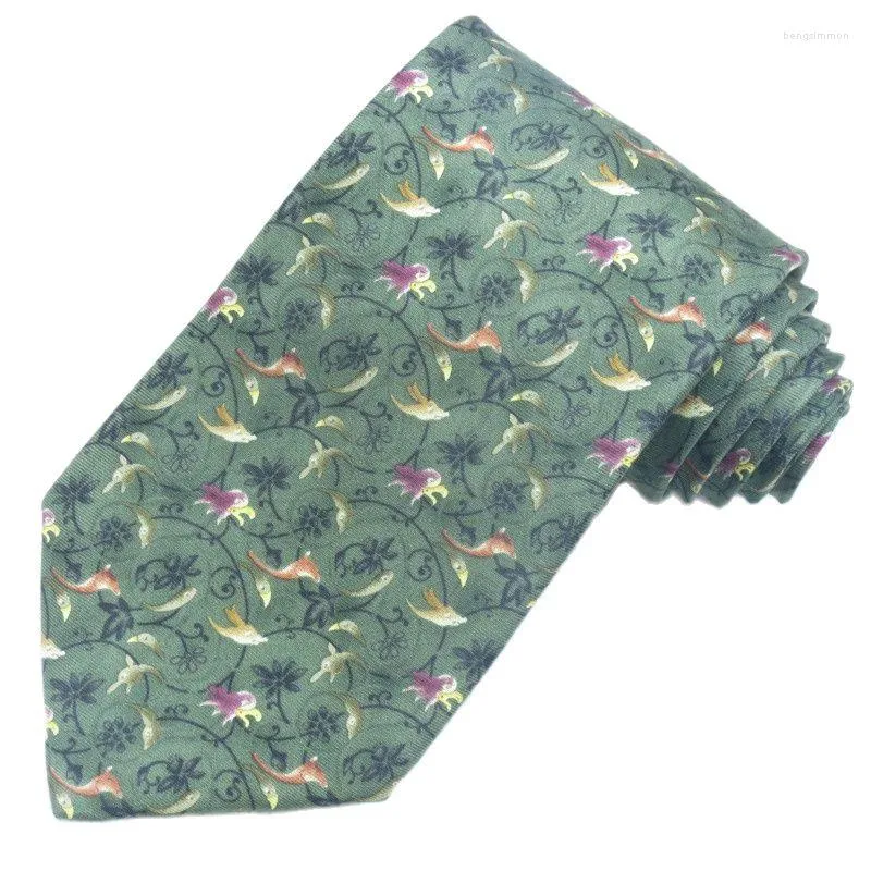 Bow Ties Flowers And Birds Printed Silk Tie 9cm Wide Necktie For Men Navy Fancy Adult Business Gravata