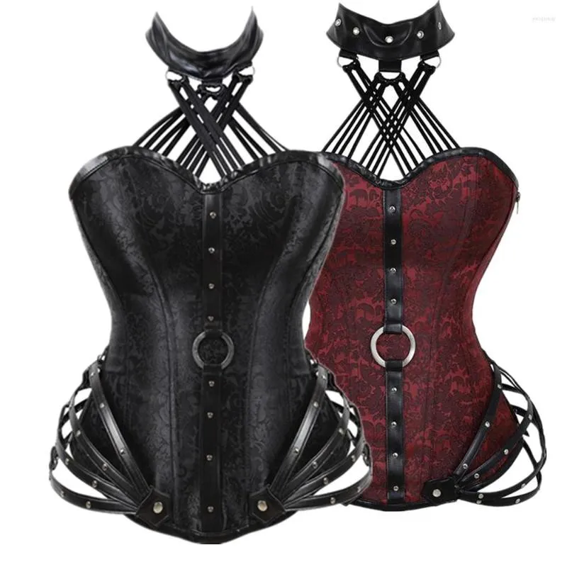 Bustiers Corsets grande taille femmes Steampunk Sexy haut corset acier désossé fermeture éclair côté gothique serre-taille KorseOverbust Femme