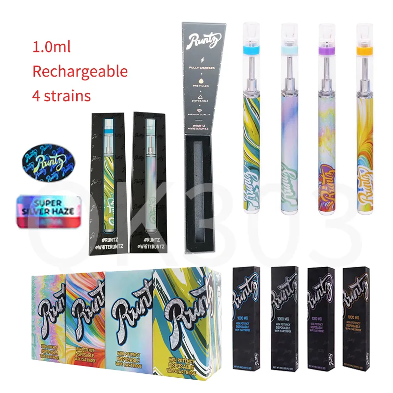 Runtz Runty Ondosable E-сигареты Vape Pen Penc-in Rothragable 4 цвета 2 мл пустые тележки с упаковочным запасом в США