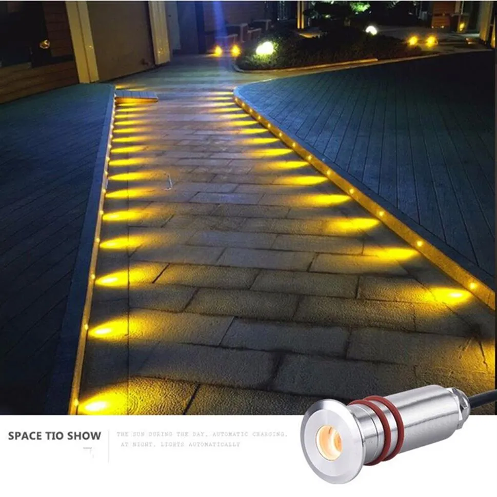 Mini spot encastré 1w lampes souterraines 12v led plate-forme lumières étanche extérieure eau terrasse lampadaire étape light302n