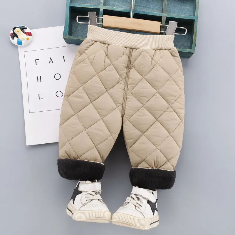 Boys Baby Winter Diamond Cotton Thick Versatile Pants Kids Casual Double Pockets Trousers Girls Warm Soft Pants