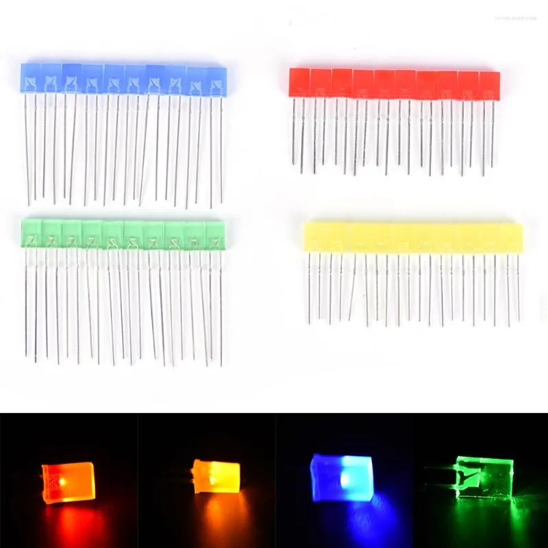 100 stcs/pack vierkante LED -diodes 2x5x7mm rechthoekig emitting lichte leds lampen geel/rood/blauw/groen