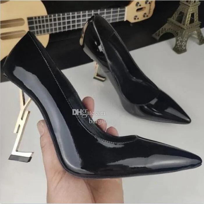 Femmes Chaussures Habillées Talons Hauts Femmes Designer En Cuir Véritable Escarpins Dame Sandales De Mariage Noir Doré Or 10 cm Talon Global Pompes chaussures