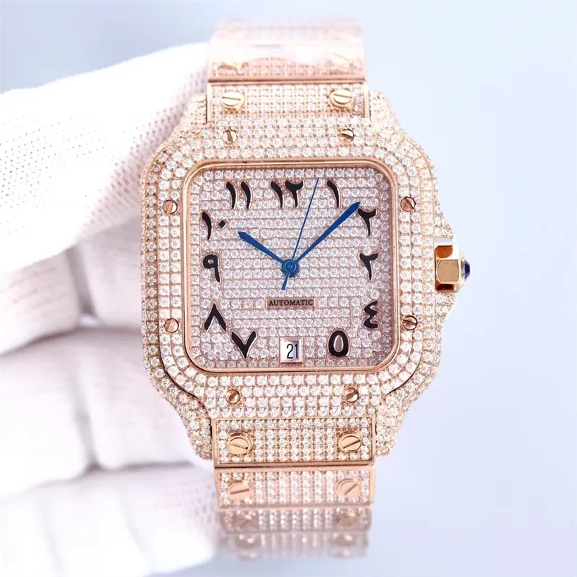 Diamentowe zegarek męskie zegarki mechaniczne zegarki Sapphire Anti-Scratch obiektyw 316L drobny pasek skrzynki 40 mm klamra 001