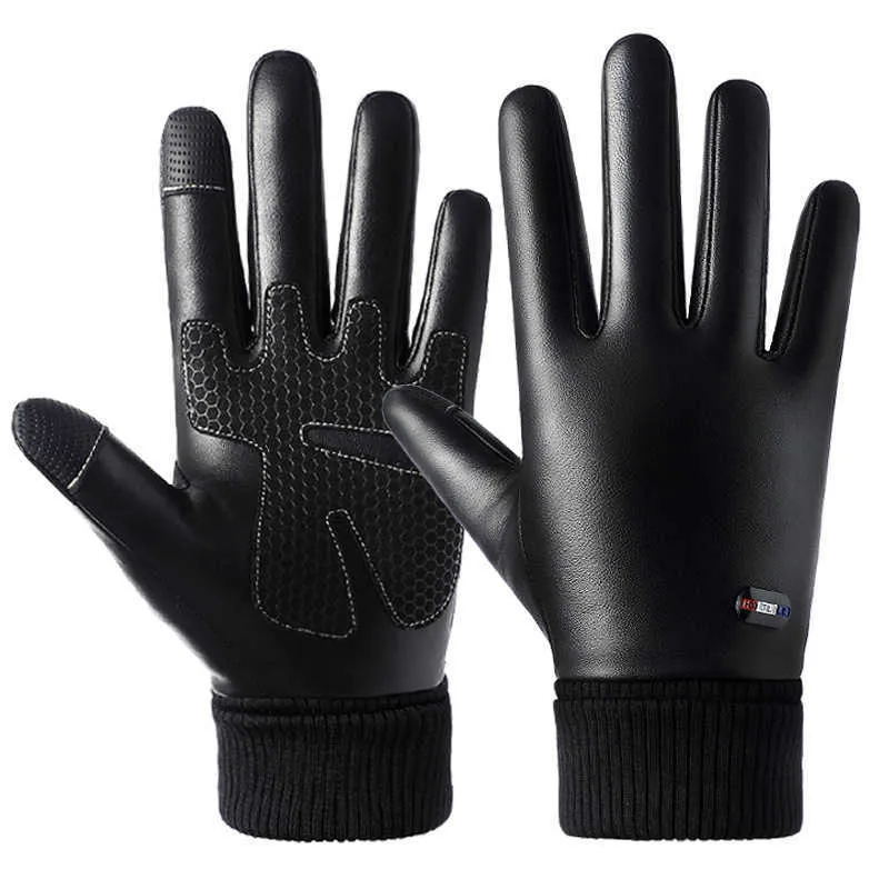 Ski Gloves Leather Winter Men Women Warm Thermal Fleece Touchscreen Waterproof Outdoor Run Snow Motorcycle Riding L221017