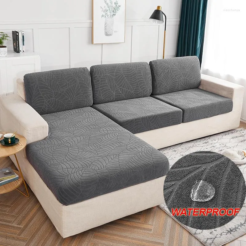 Chair Covers Jacquard Waterproof Resistant Seat Cushion Cover Elastic Grey Sofa For Living Room Furniture Protector Pets