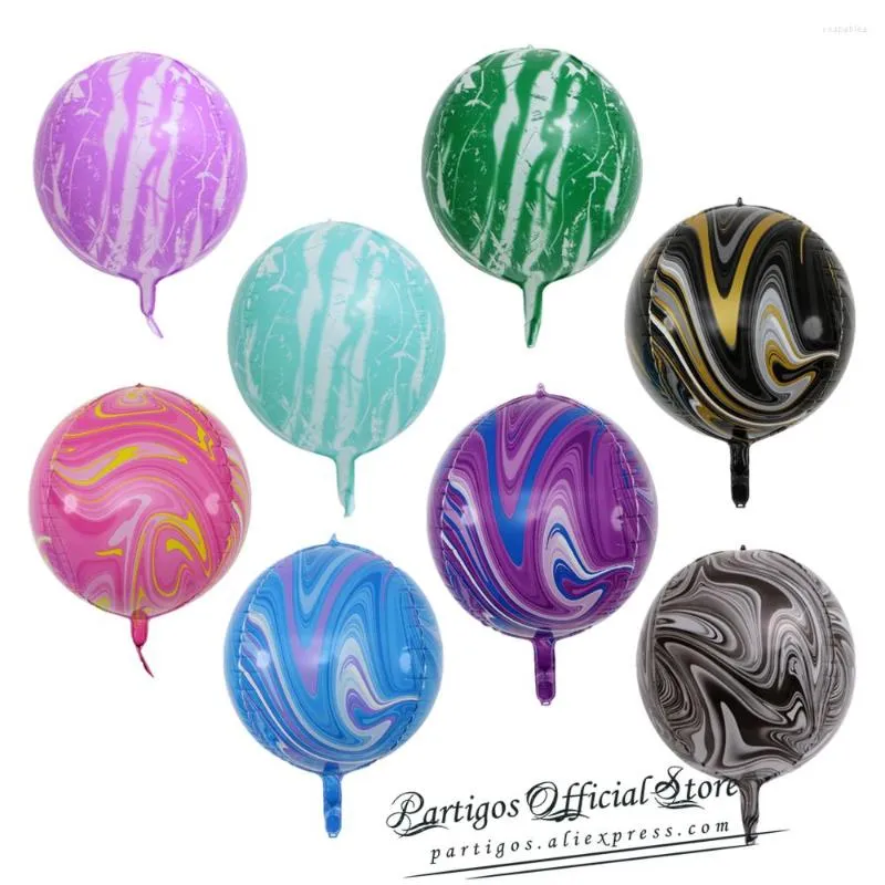 Décoration de fête 1 pièce 22 pouces ballon en marbre Agate couleur feuille hélium Globals décor d'anniversaire adulte élégant mariage Po accessoires