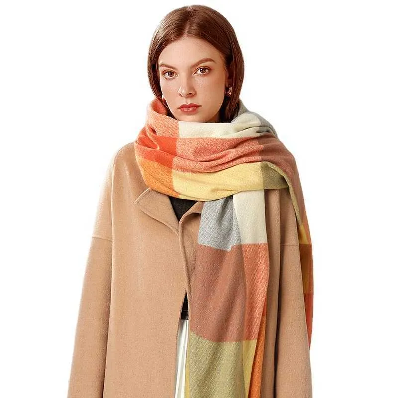 Halsdukar btella pläd brittisk stil vinter kashmir halsduk gitter värd varm med fransad pashmina sjal för kvinnor