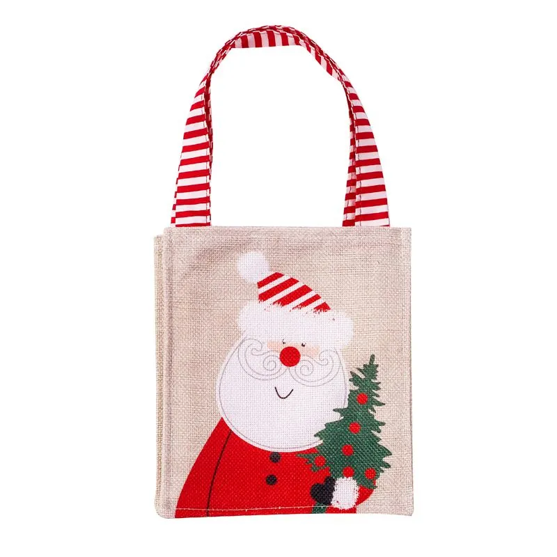 Bolso de tela de adornos navideños, bolsas de dulces para niños de Papá Noel para fiesta en casa 2022 RRE15259