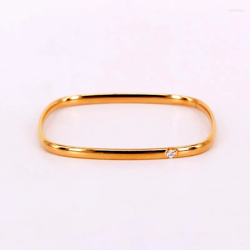 Bangle 2022 Fashion Sell Square Diamond Open Golded Titanium Titanium из нержавеющей стали ювелирные изделия Женщина девочка день рождения подарка