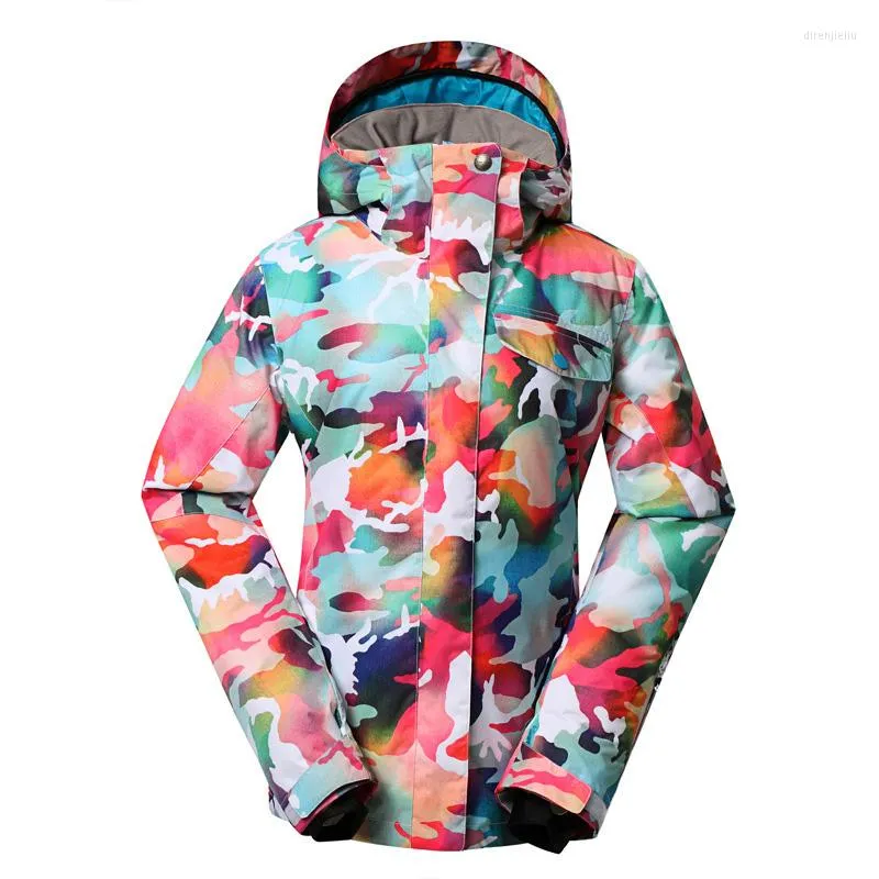 스키닝 자켓 겨울 여자 스키 재킷 화려한 카모 통기 방수 방수 방 방수 눈판 따뜻한 야외 스포츠 코트